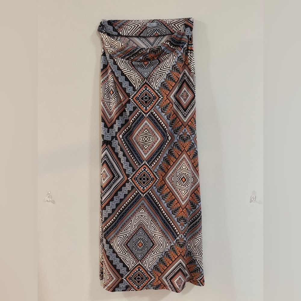 Abbeline Geometric Print Maxi Skirt in Black, White, and Brown